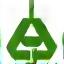 葉とリサイクル可能な素材を表すアイコン。